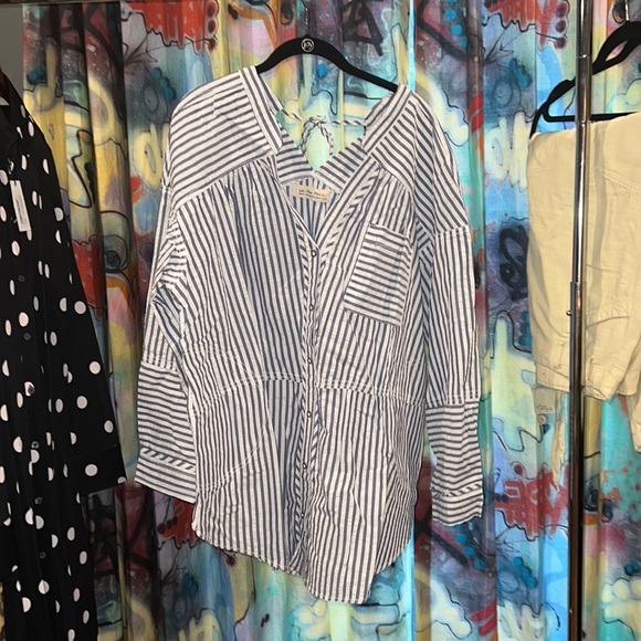 NWT seersucker oversized shirt Free People - Picture 1 of 3